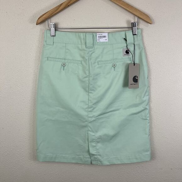 NWT Carhartt WIP Master Pencil Skirt Womens Size 27 Mint Green - Picture 2 of 7